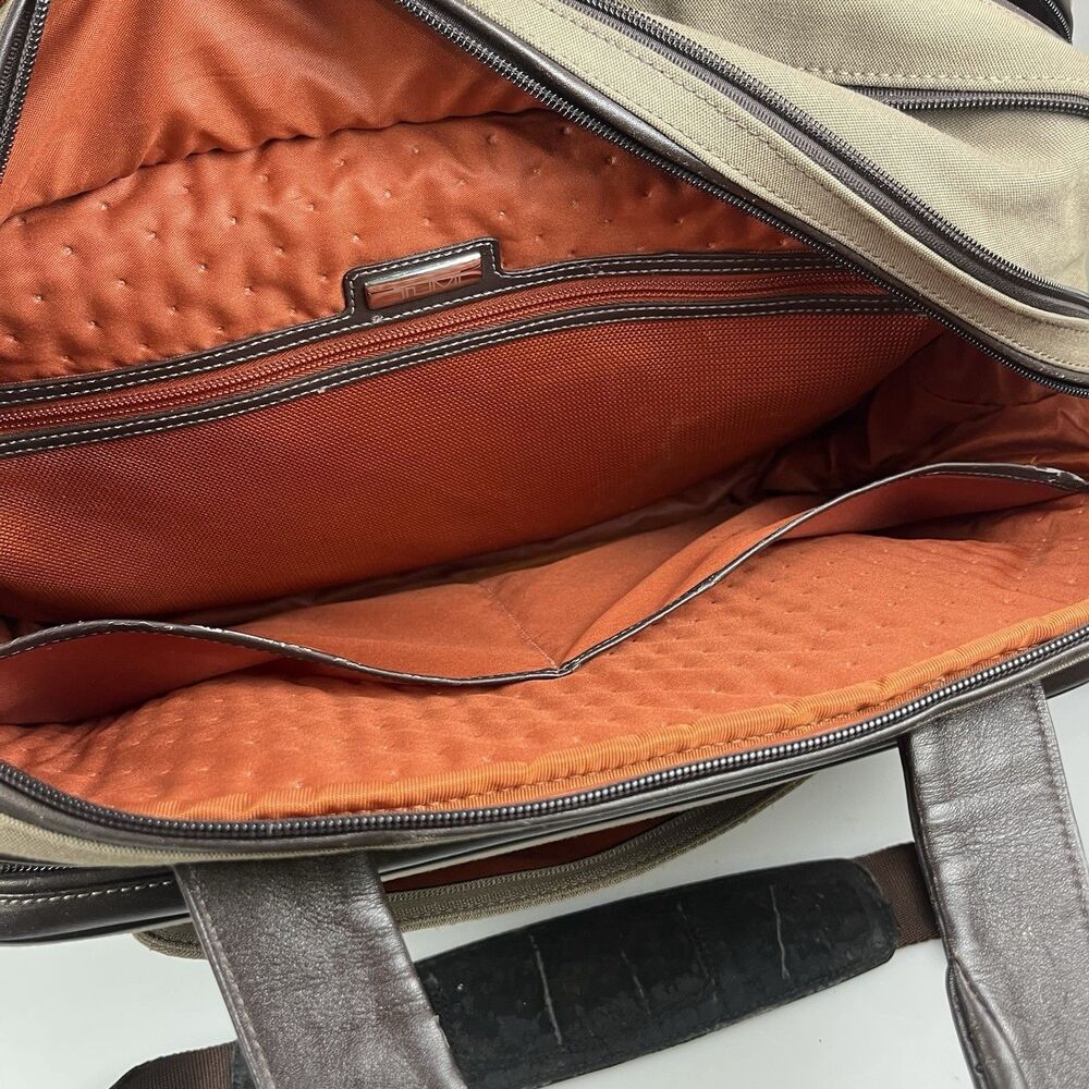 TUMI Achievement 23641MC 2-Way Business Bag Nylon & Brown Leather Tan (Flaws) - Picture 7 of 11